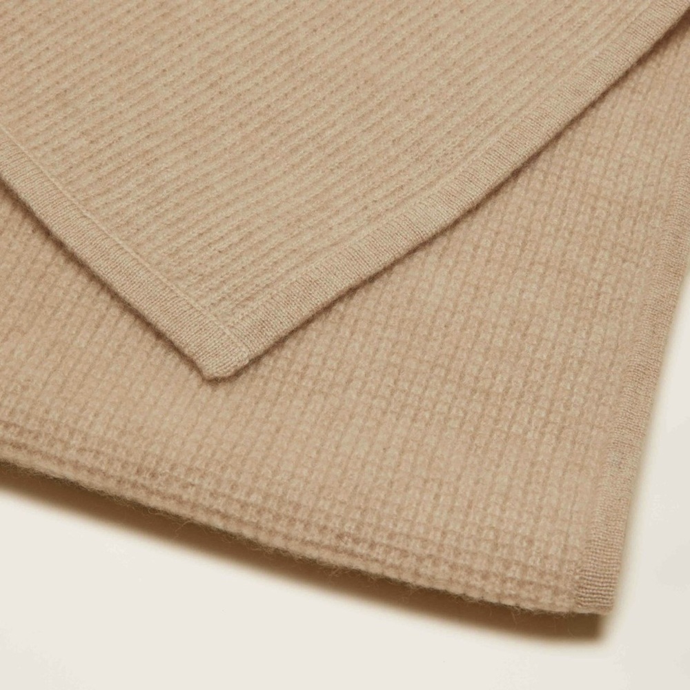 NWT Made for Italic Cassie Cashmere Waffle Knit Baby Blanket Soft Camel - Picture 3 of 6